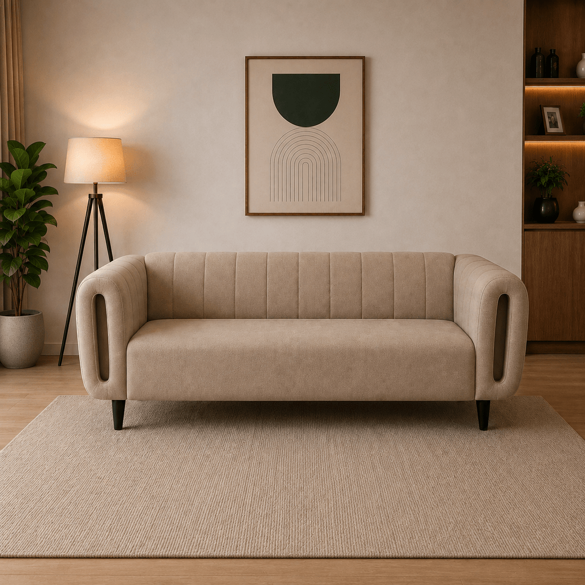 Lavise Curved Channel 3 Seater Sofa - Lavise