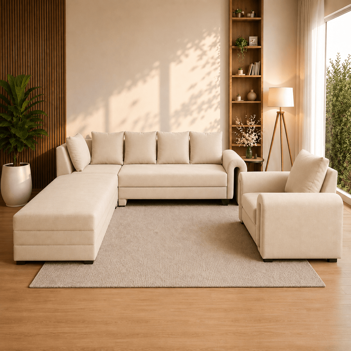 Lavise Modern Arc L-Shape Sofa with Chair - Lavise