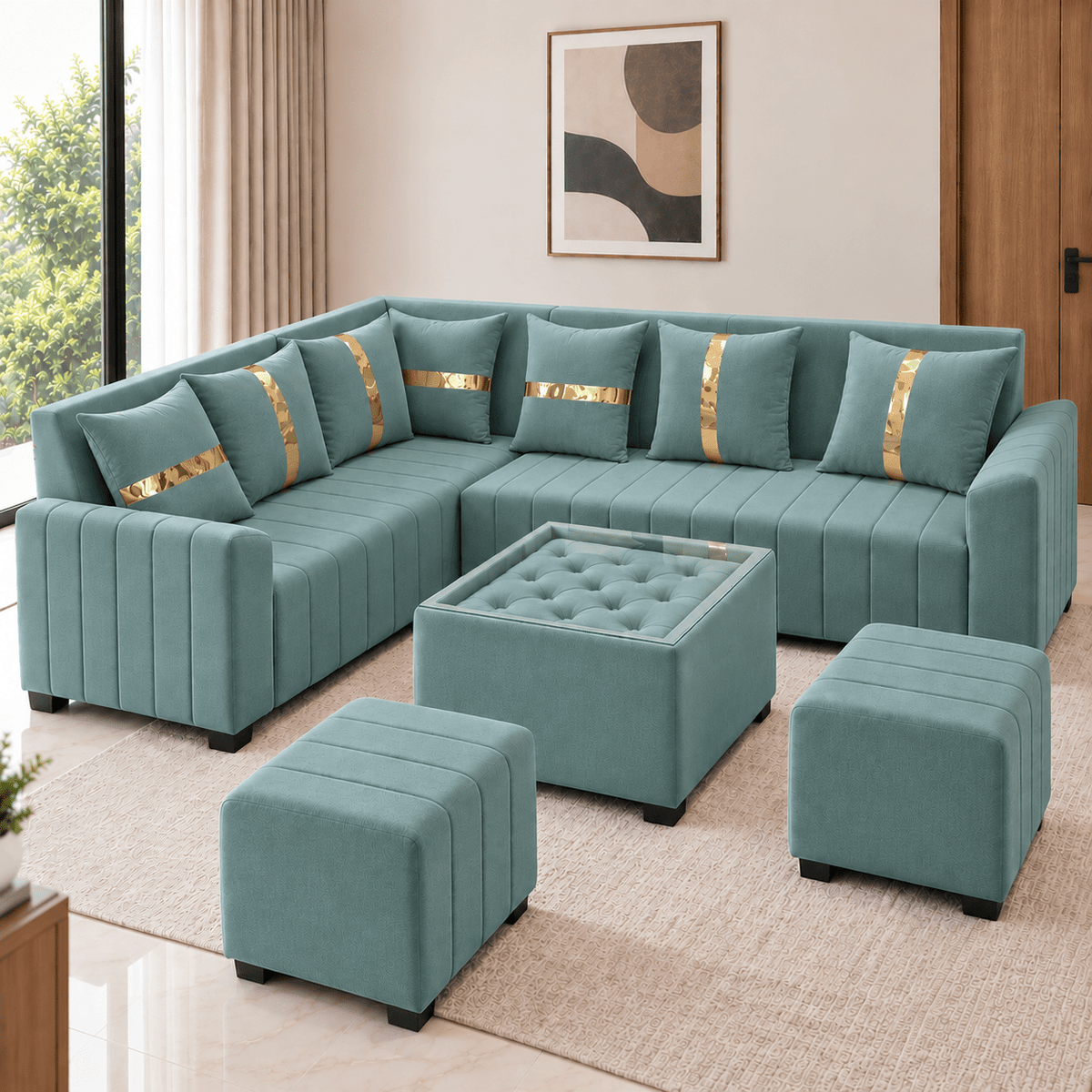Lavise Fluted L-Shape Corner Sofa - Lavise