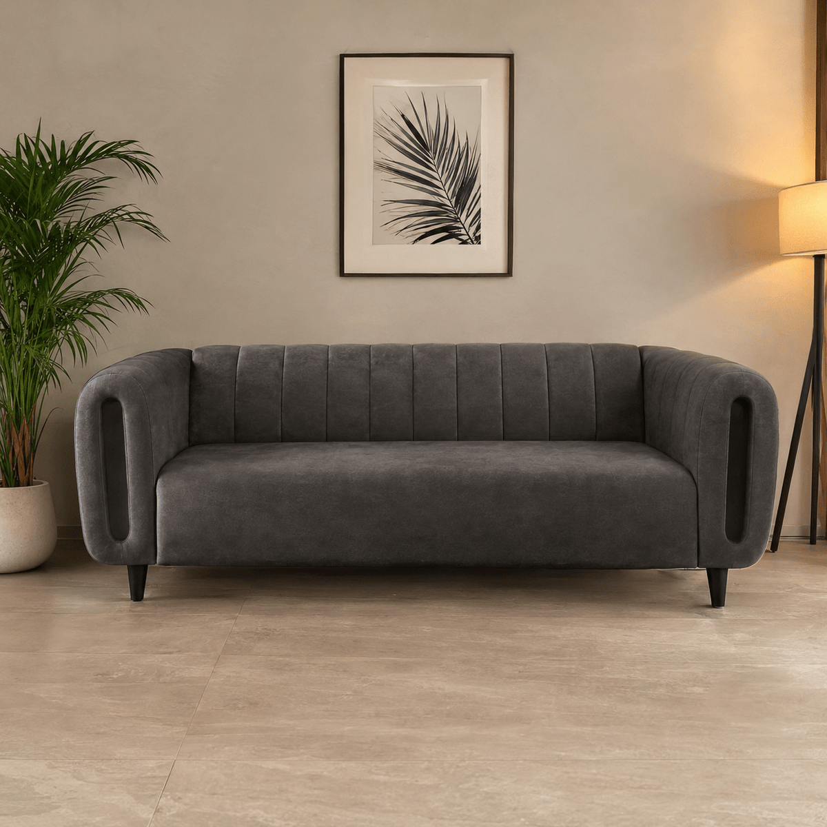 Lavise Curved Channel 3 Seater Sofa - Lavise