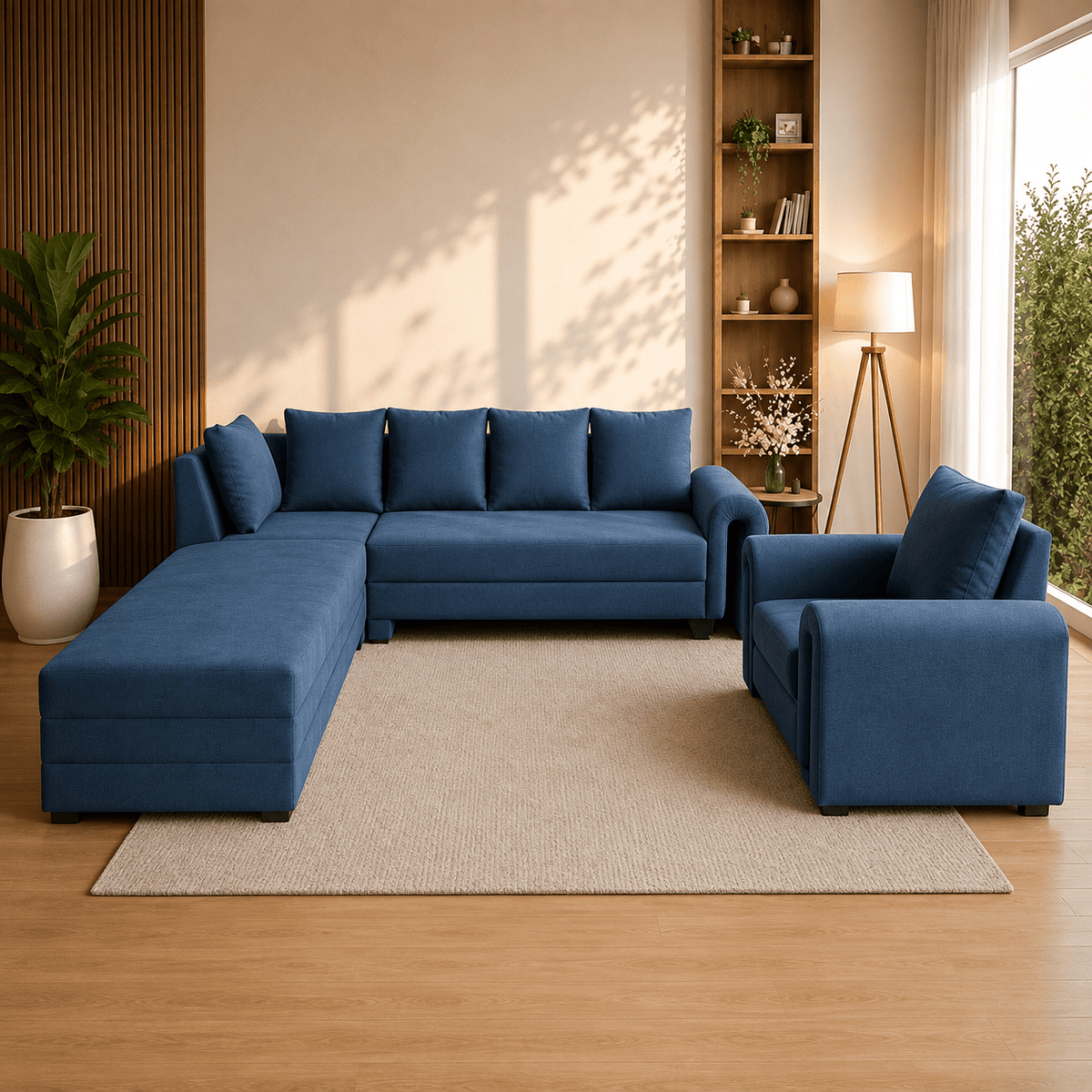 Lavise Modern Arc L-Shape Sofa with Chair - Lavise