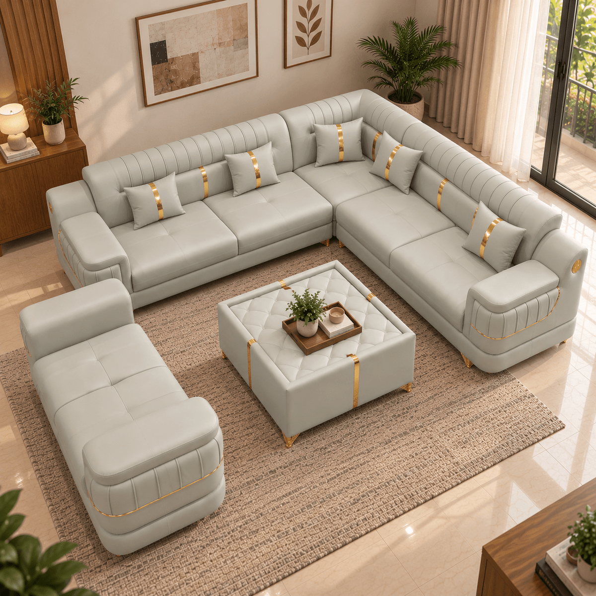 Lavise Imperial Grand Corner Sofa Set with Sofa Bench - Lavise