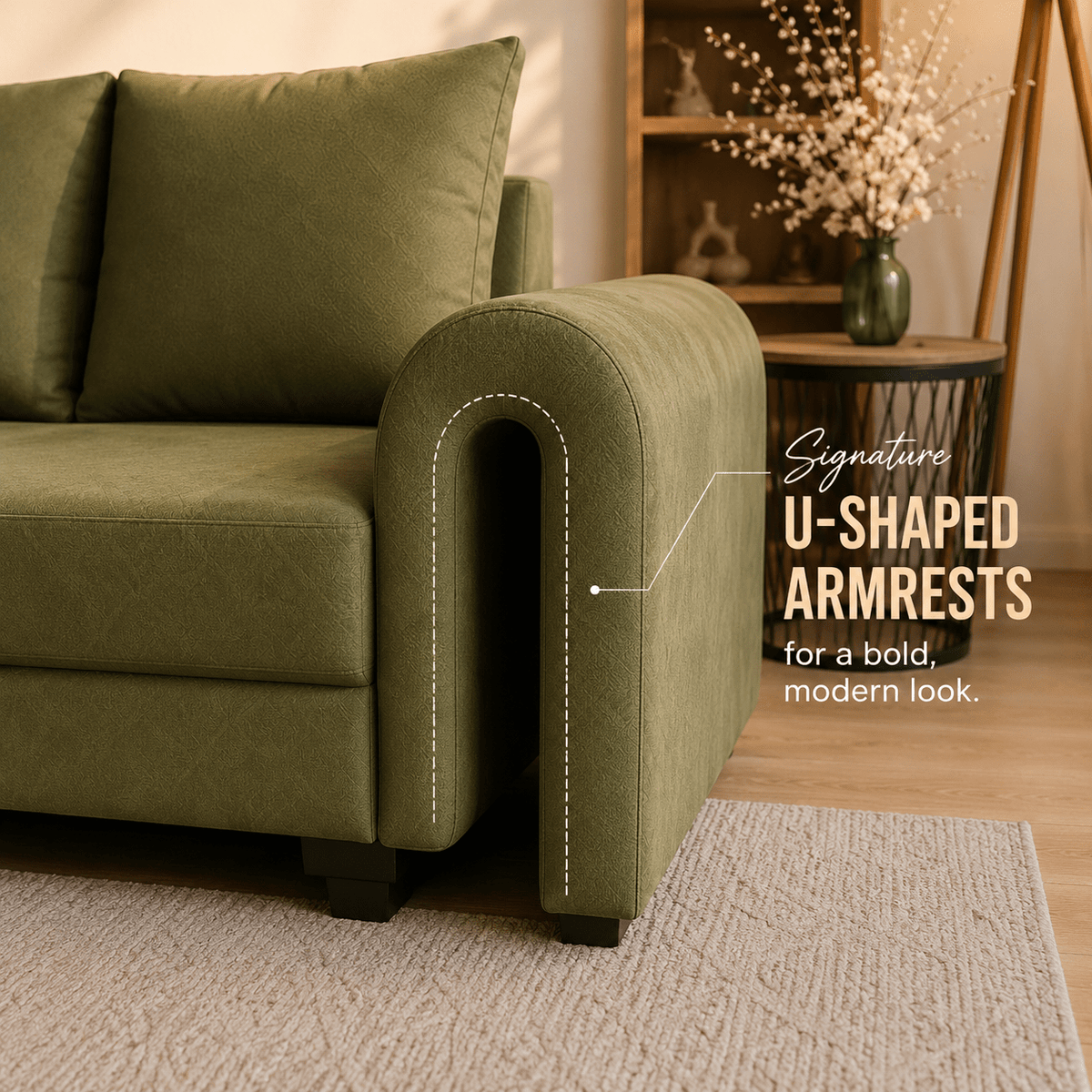 Lavise Modern Arc L-Shape Sofa with Chair - Lavise