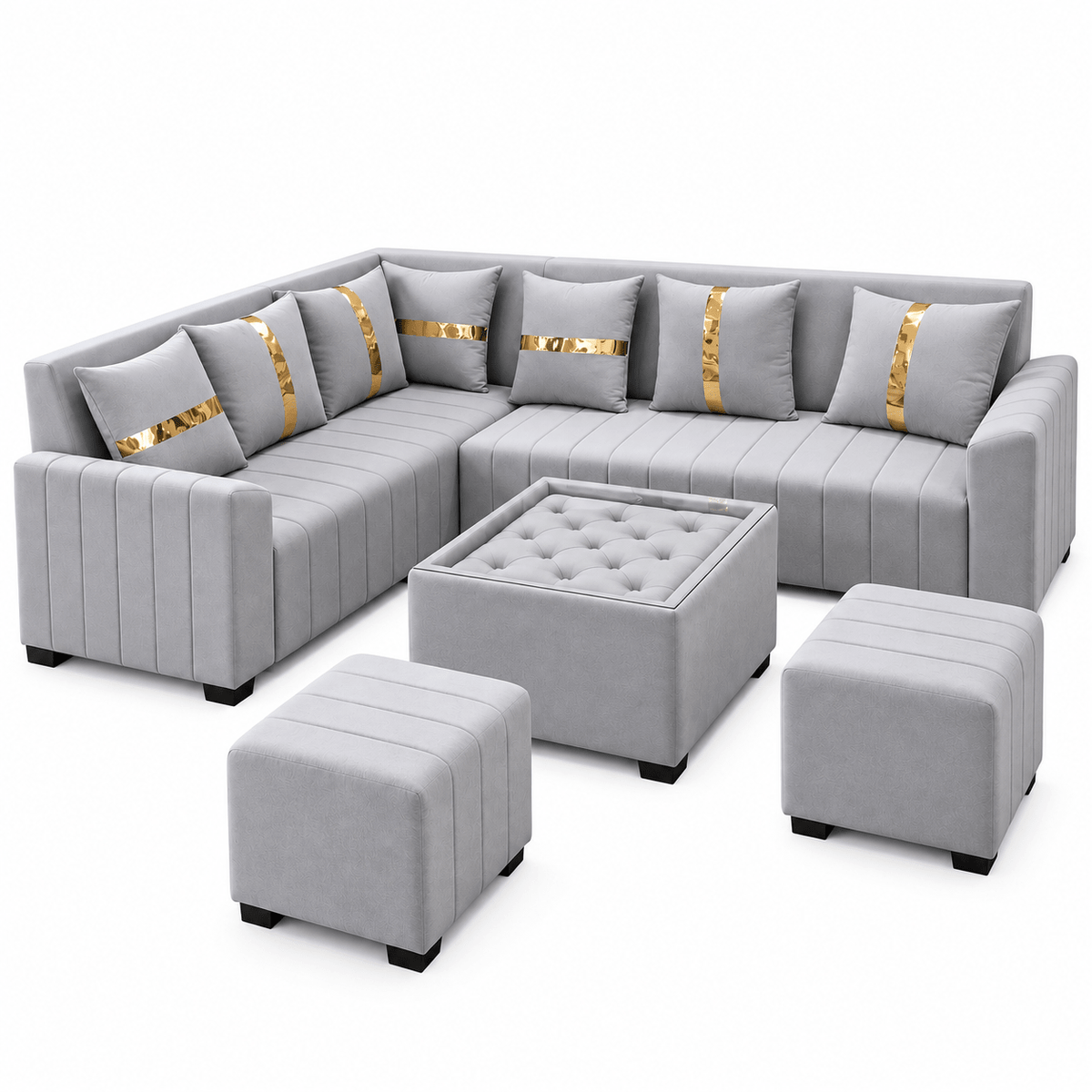 Lavise Fluted L-Shape Corner Sofa - Lavise