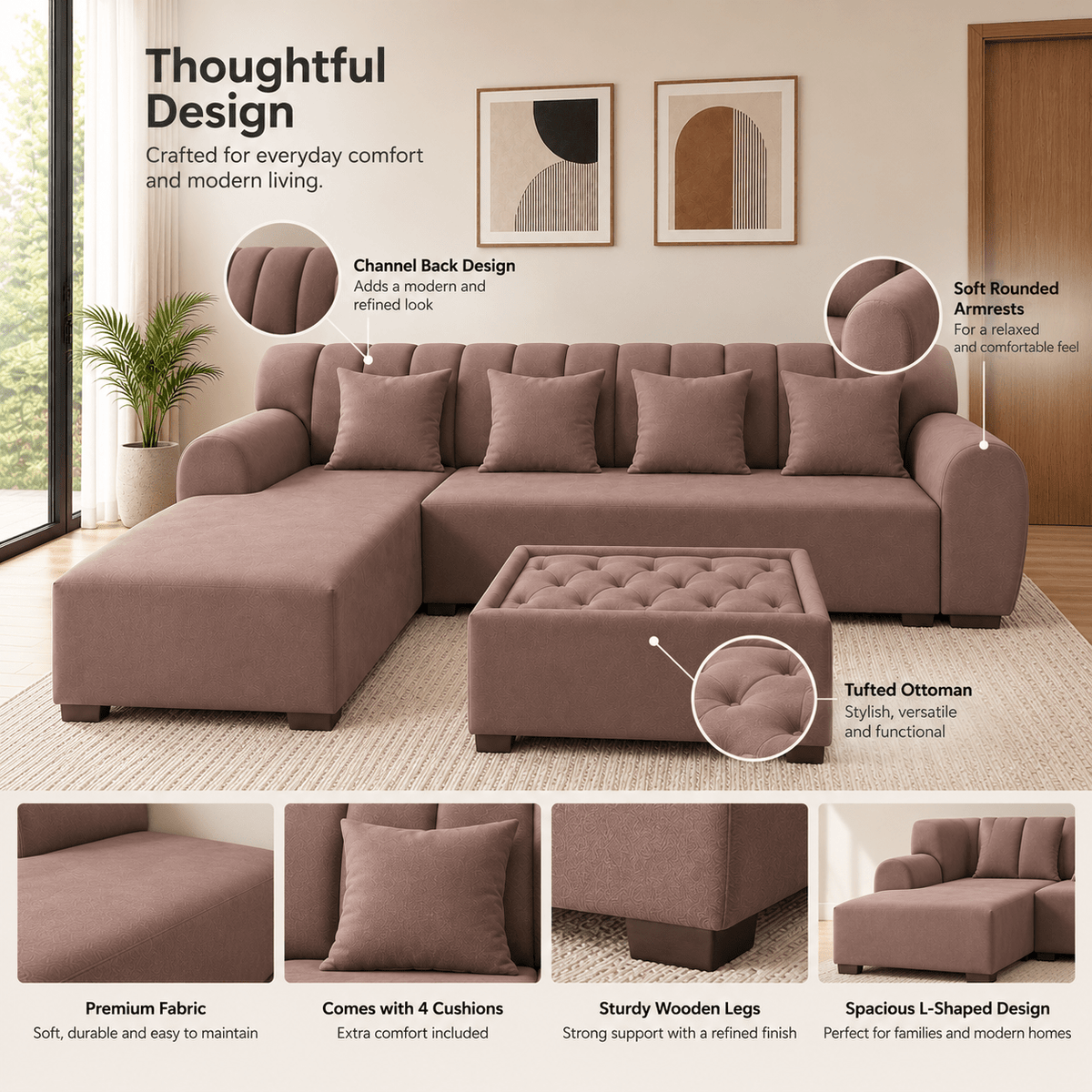 Lavise Cushioned Lounger Sofa - Lavise