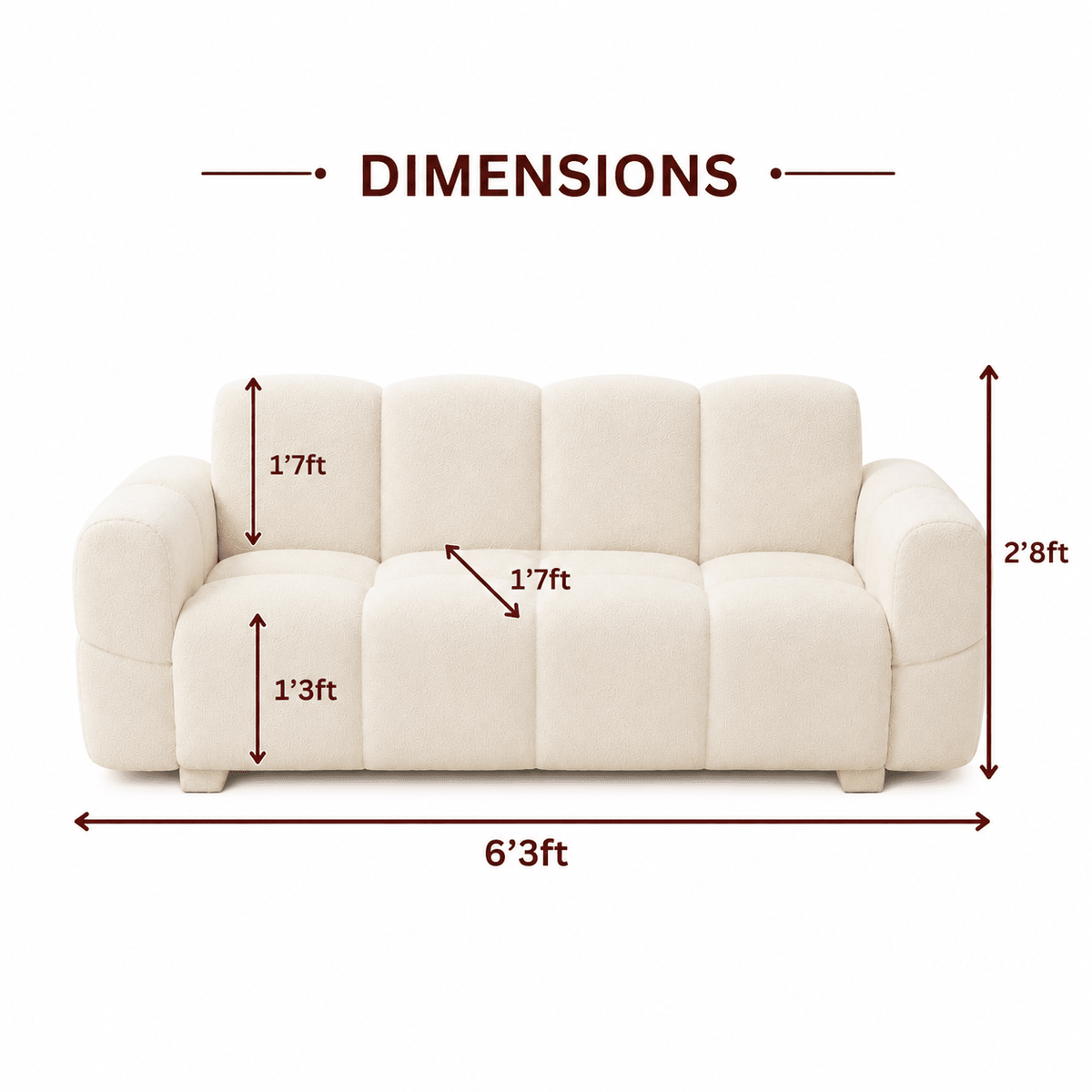 Lavise Cloudy 3 Seater Sofa - Lavise