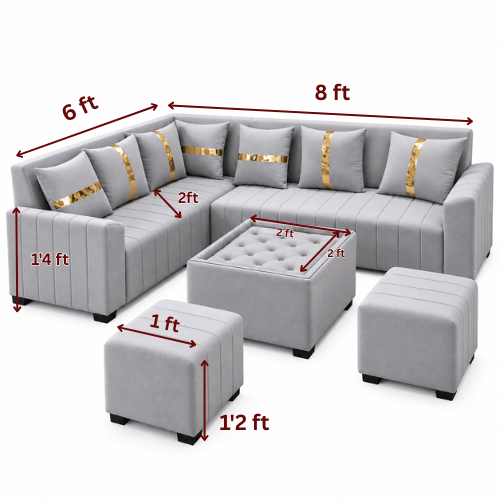 Lavise Fluted L-Shape Corner Sofa - Lavise
