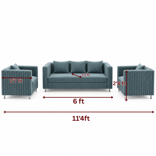 Lavise Fluted Comfort 3+1+1 Sofa Set