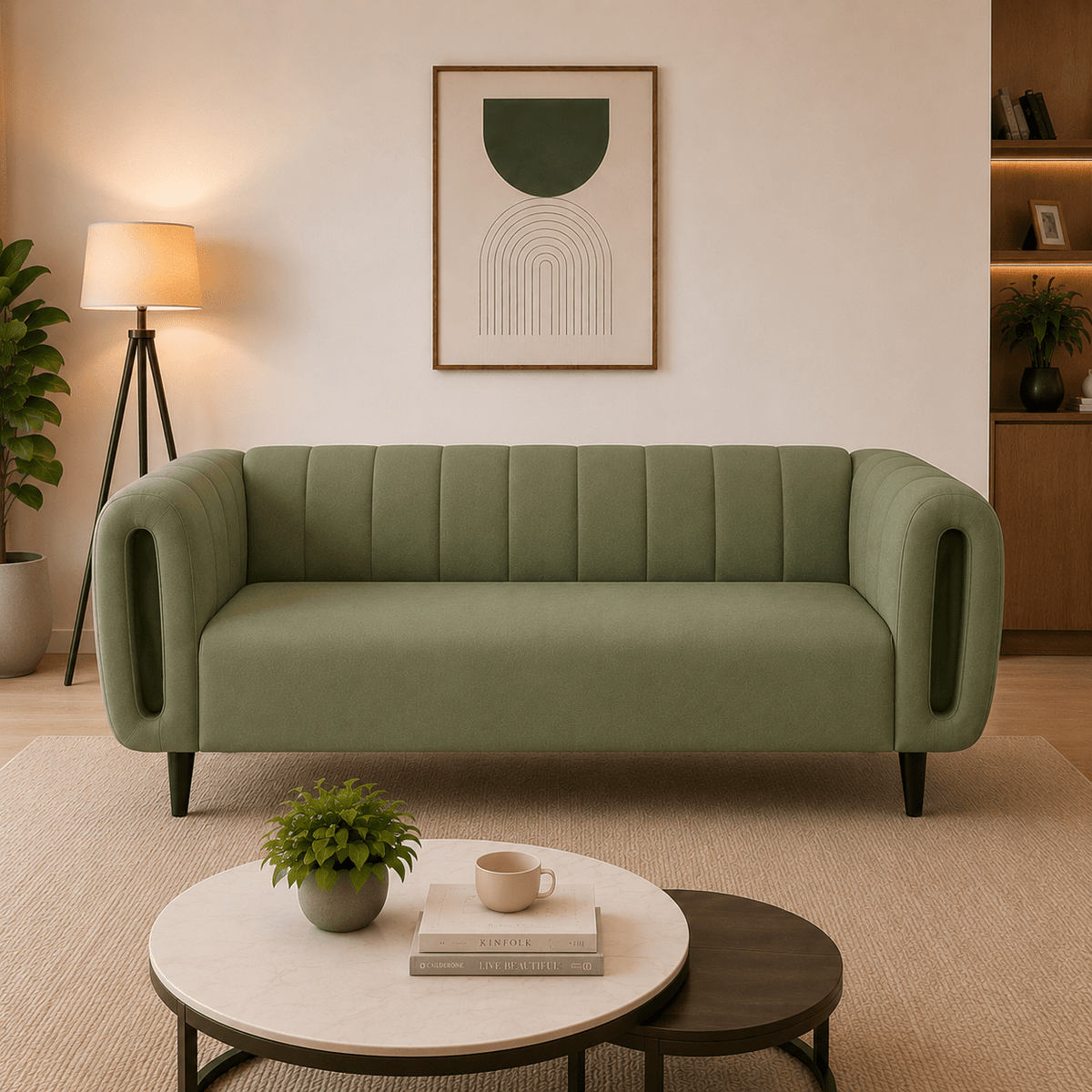 Lavise Curved Channel 3 Seater Sofa - Lavise