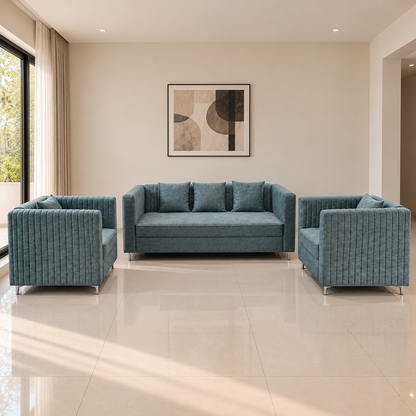 Lavise Fluted Comfort 3+1+1 Sofa Set