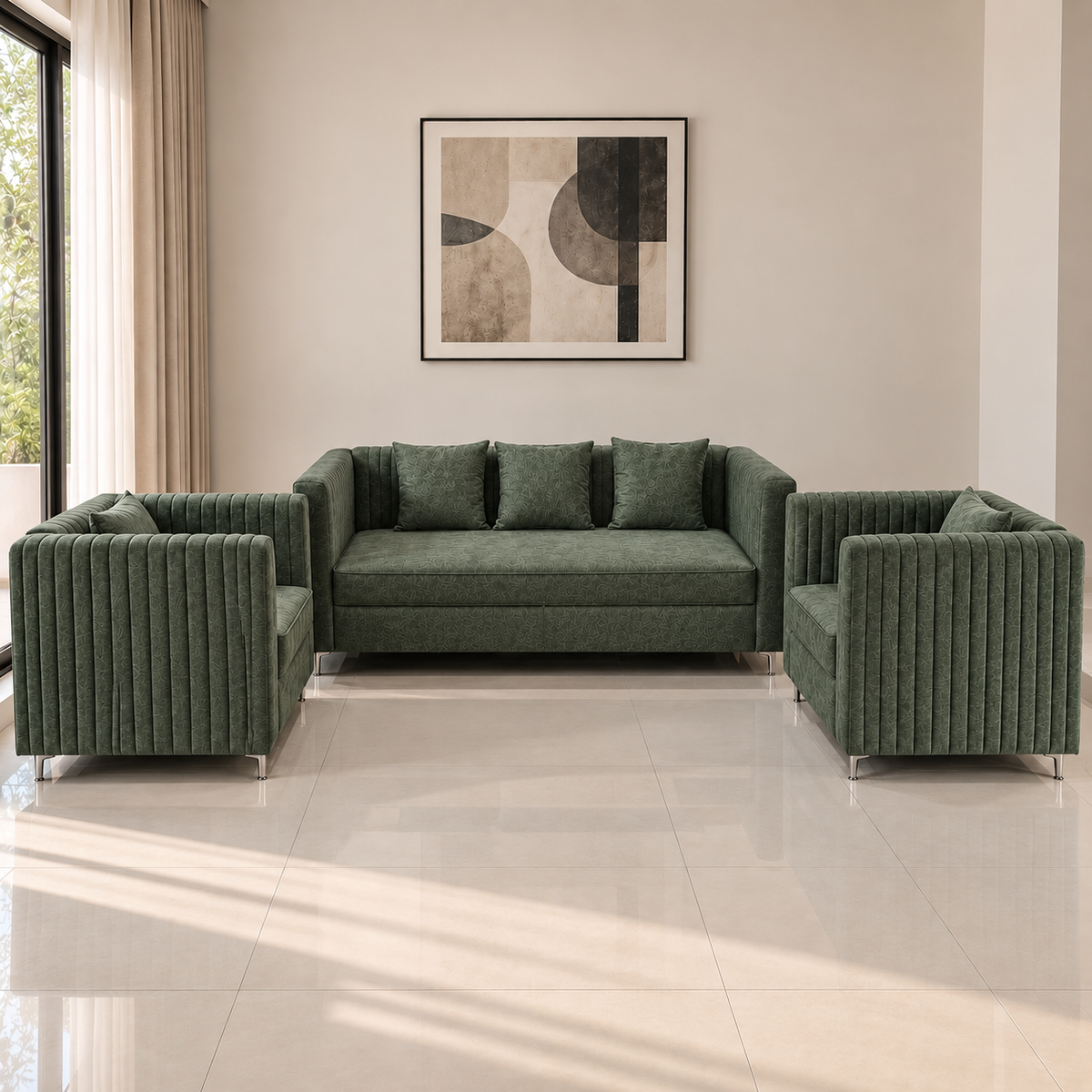 Lavise Fluted Comfort 3+1+1 Sofa Set