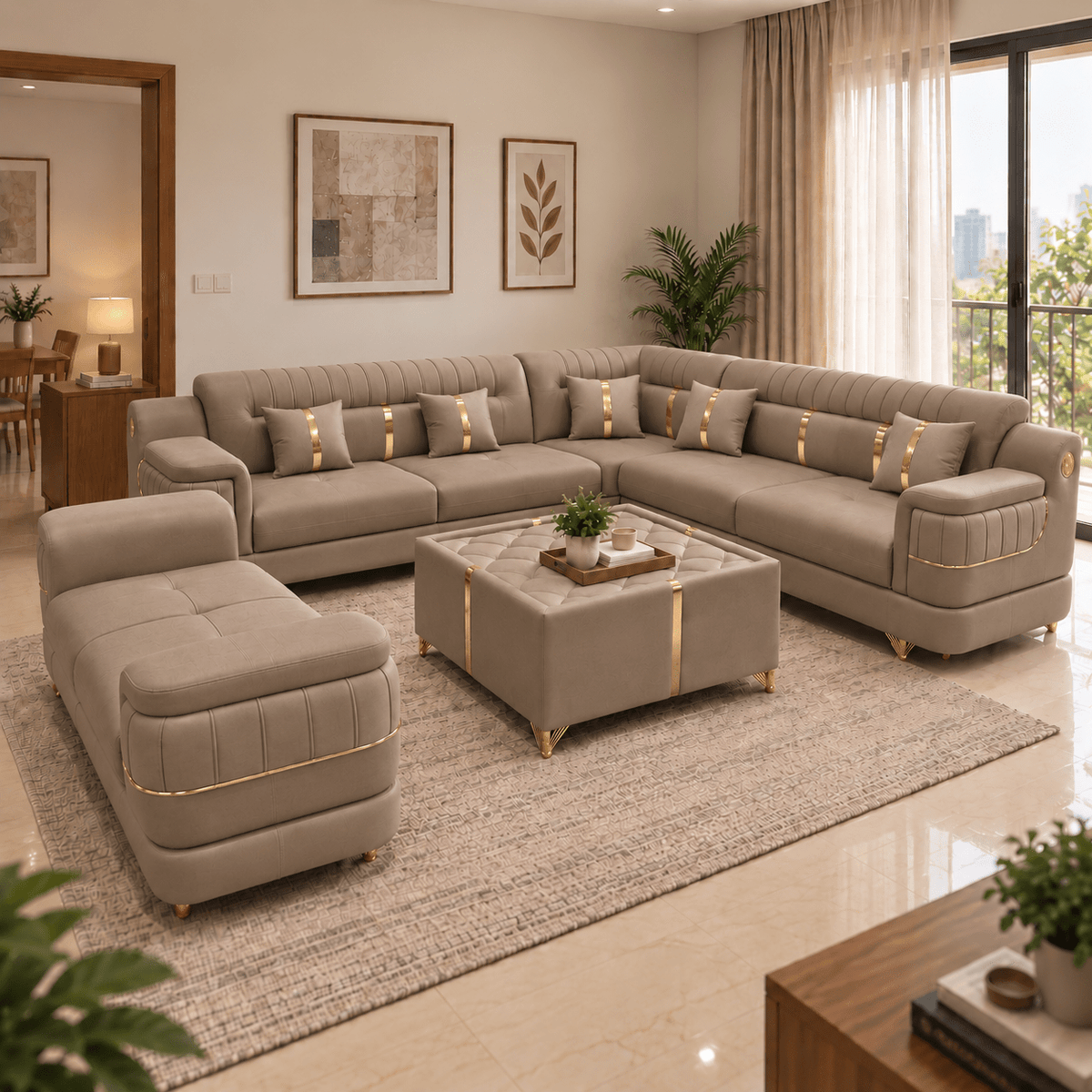 Lavise Imperial Grand Corner Sofa Set with Sofa Bench - Lavise