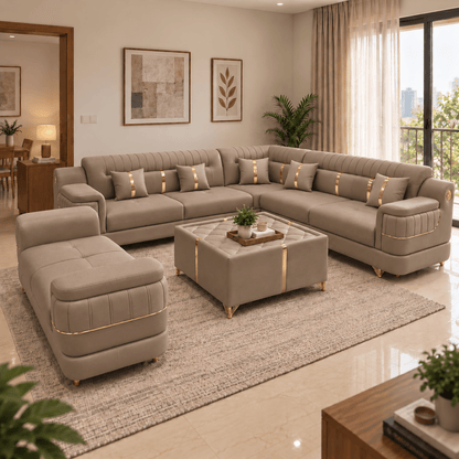 Lavise Imperial Grand Corner Sofa Set with Sofa Bench - Lavise