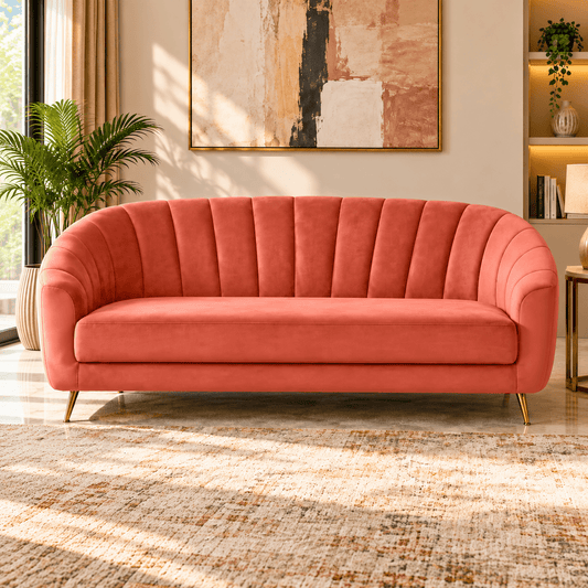 Lavise Coraluxe Channel Tufted 3-Seater Sofa - Lavise