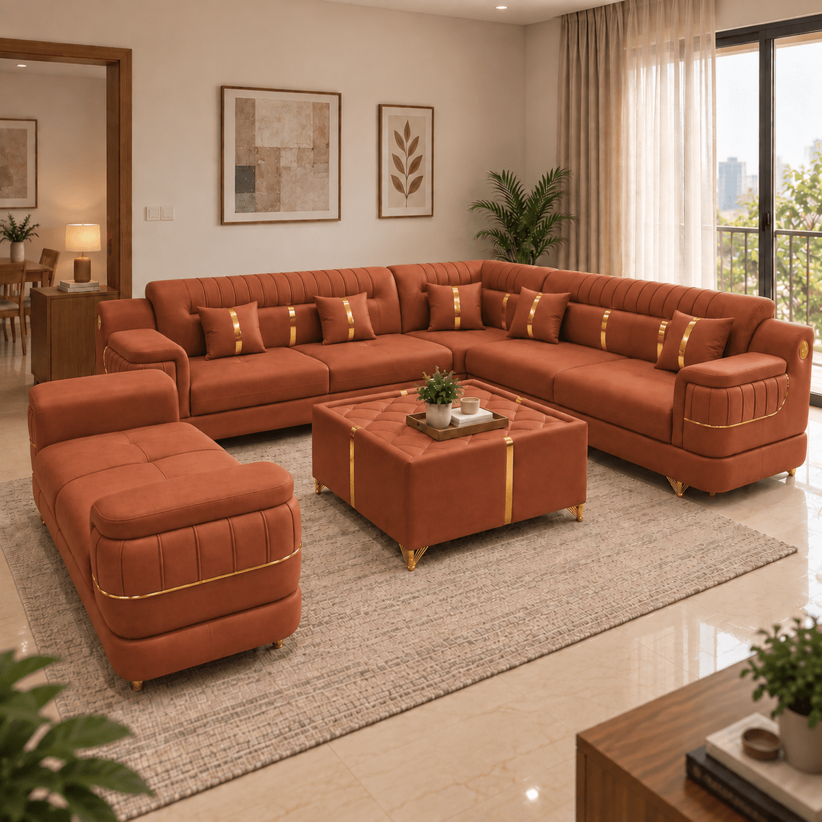 Lavise Imperial Grand Corner Sofa Set with Sofa Bench - Lavise
