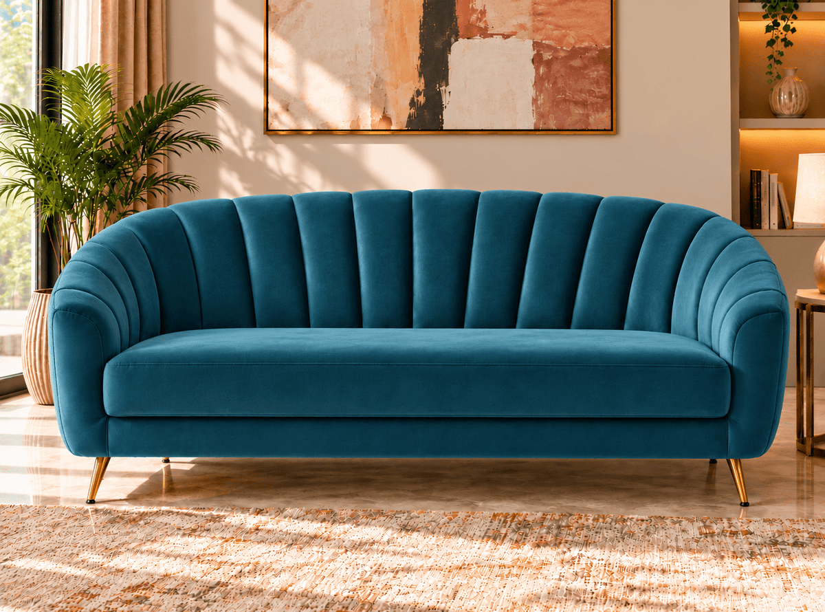 Lavise Coraluxe Channel Tufted 3-Seater Sofa - Lavise