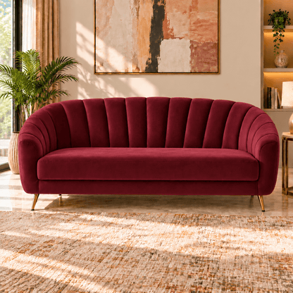 Lavise Coraluxe Channel Tufted 3-Seater Sofa - Lavise