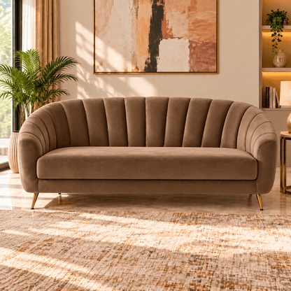 Lavise Coraluxe Channel Tufted 3-Seater Sofa - Lavise