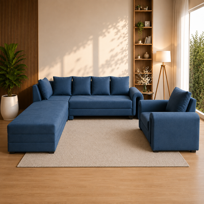 Lavise Modern Arc L-Shape Sofa with Chair