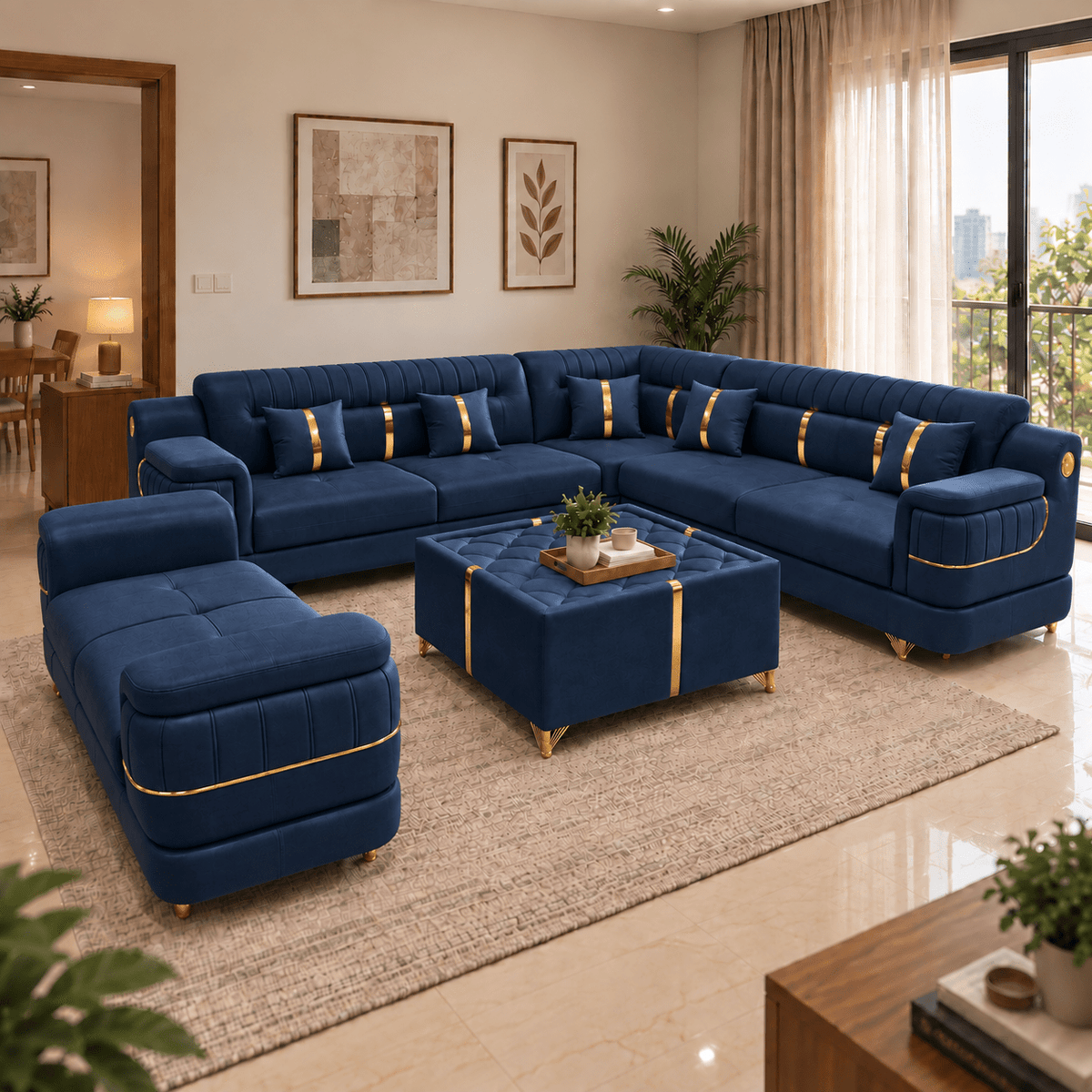 Lavise Imperial Grand Corner Sofa Set with Sofa Bench - Lavise