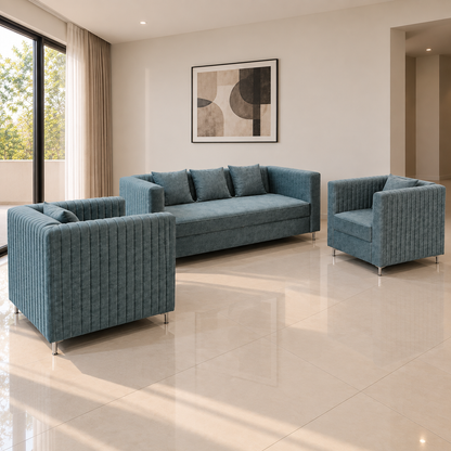Lavise Fluted Comfort 3+1+1 Sofa Set