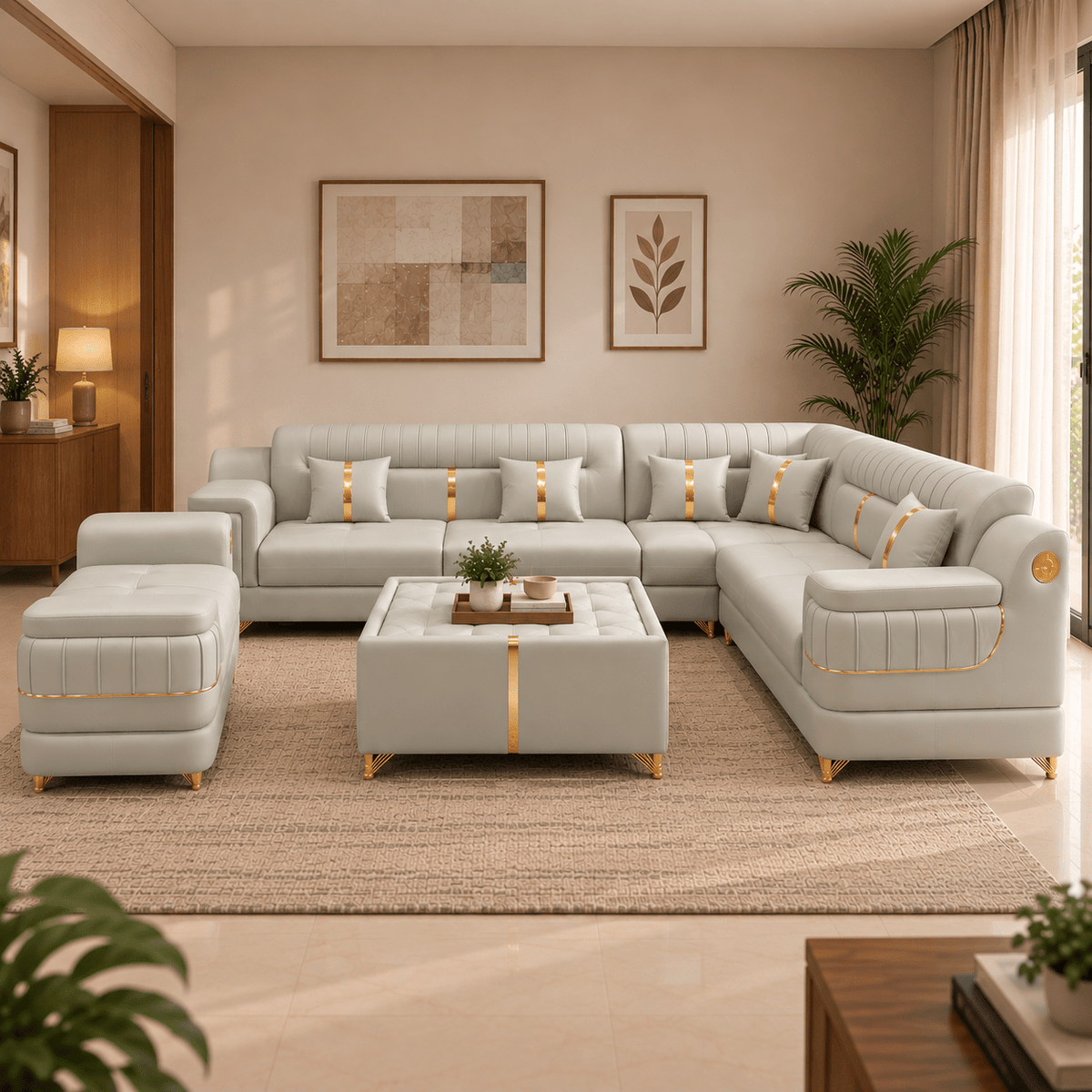 Lavise Imperial Grand Corner Sofa Set with Sofa Bench - Lavise