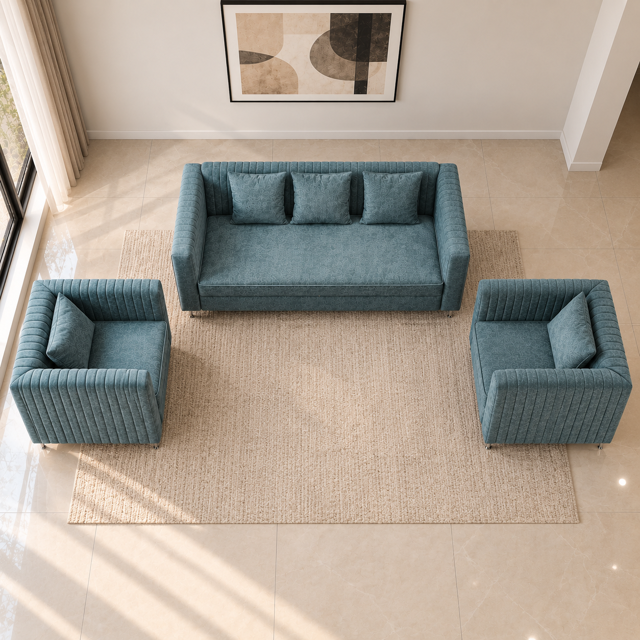 Lavise Fluted Comfort 3+1+1 Sofa Set