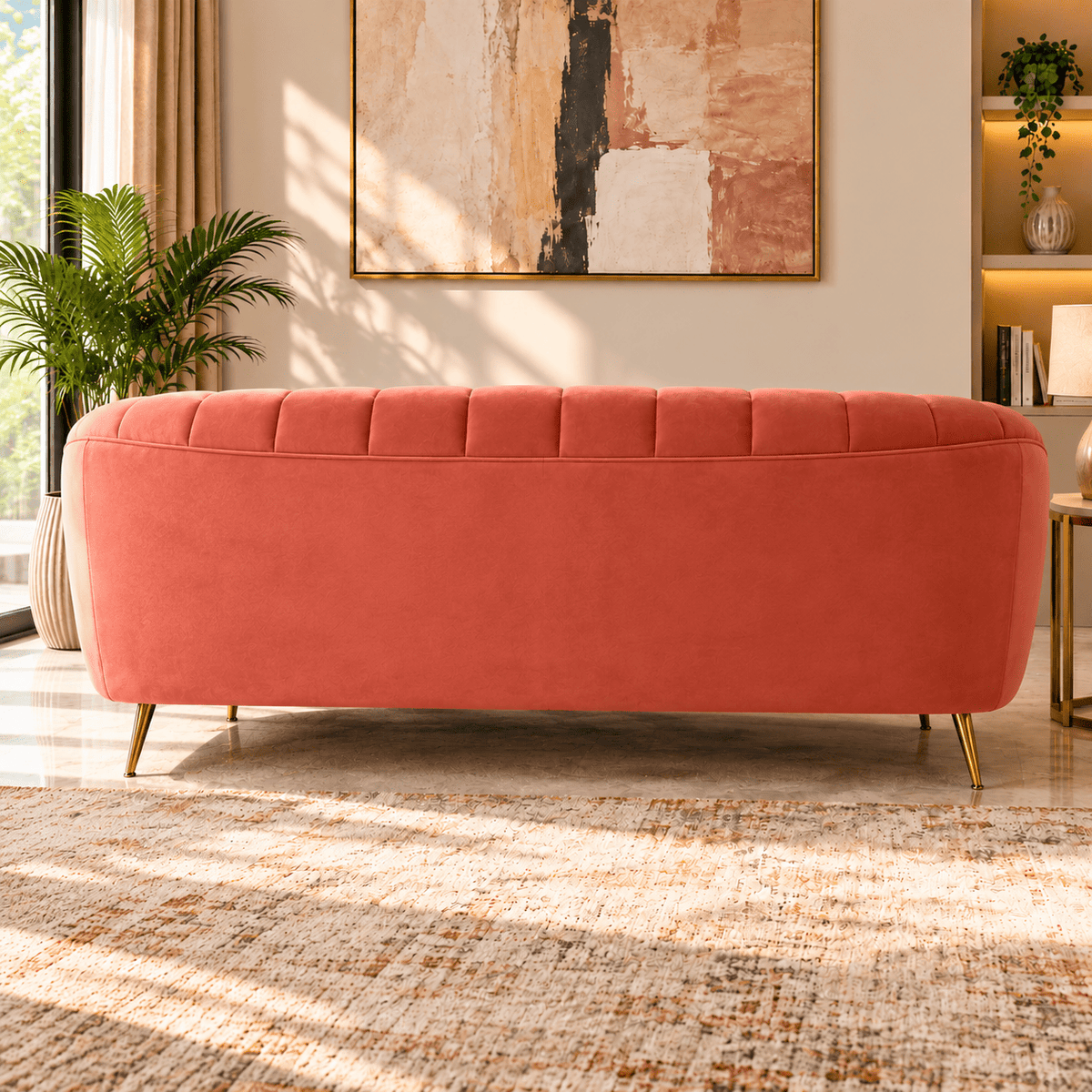 Lavise Coraluxe Channel Tufted 3-Seater Sofa - Lavise