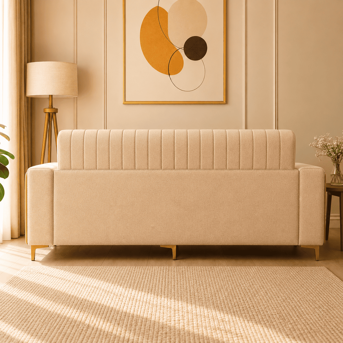 Lavise Velora Modern 3 Seater Sofa with Gold Legs - Lavise