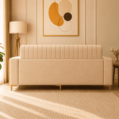 Lavise Velora Modern 3 Seater Sofa with Gold Legs - Lavise