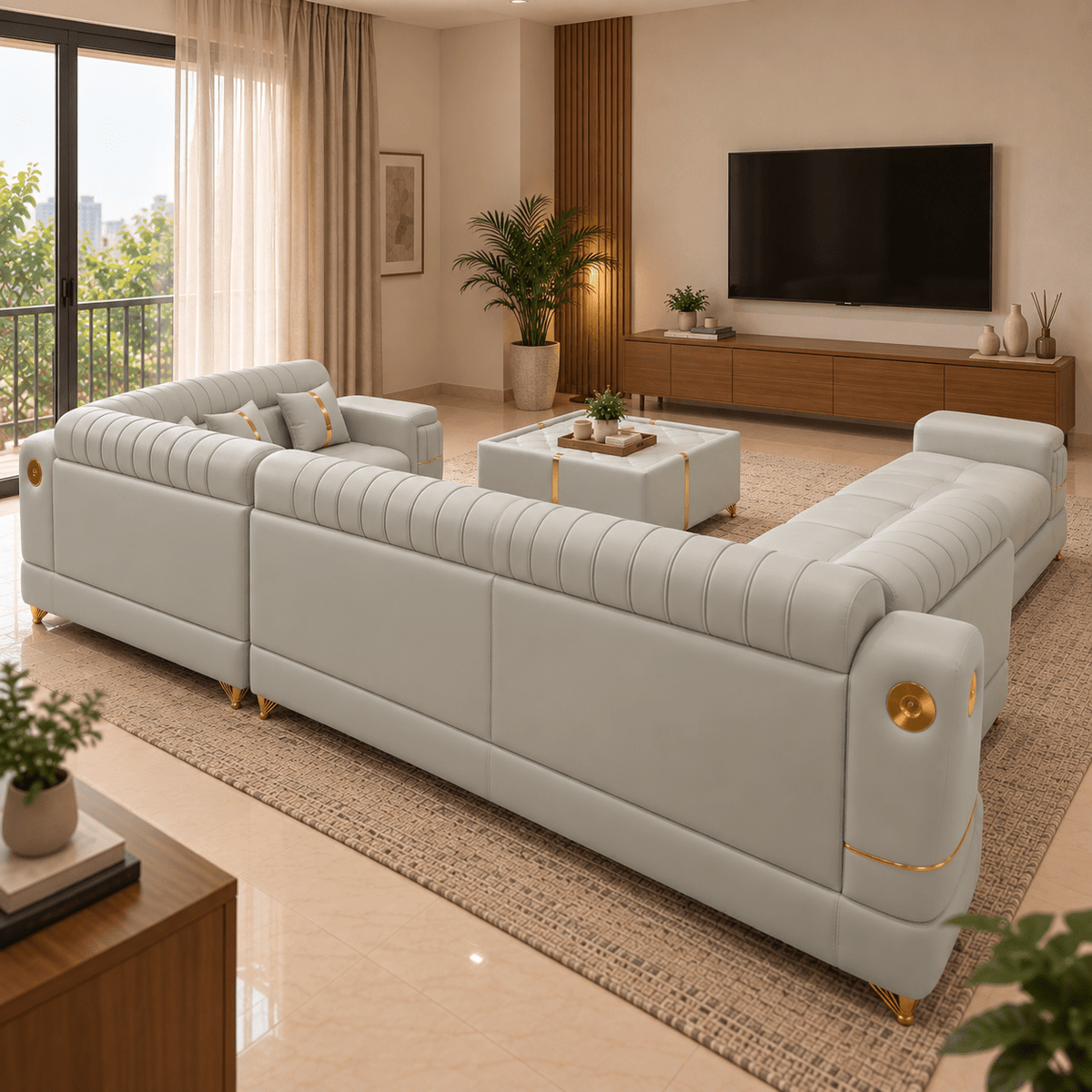 Lavise Imperial Grand Corner Sofa Set with Sofa Bench - Lavise