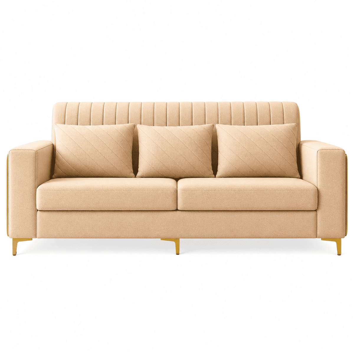 Lavise Velora Modern 3 Seater Sofa with Gold Legs - Lavise
