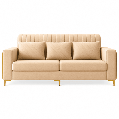 Lavise Velora Modern 3 Seater Sofa with Gold Legs - Lavise