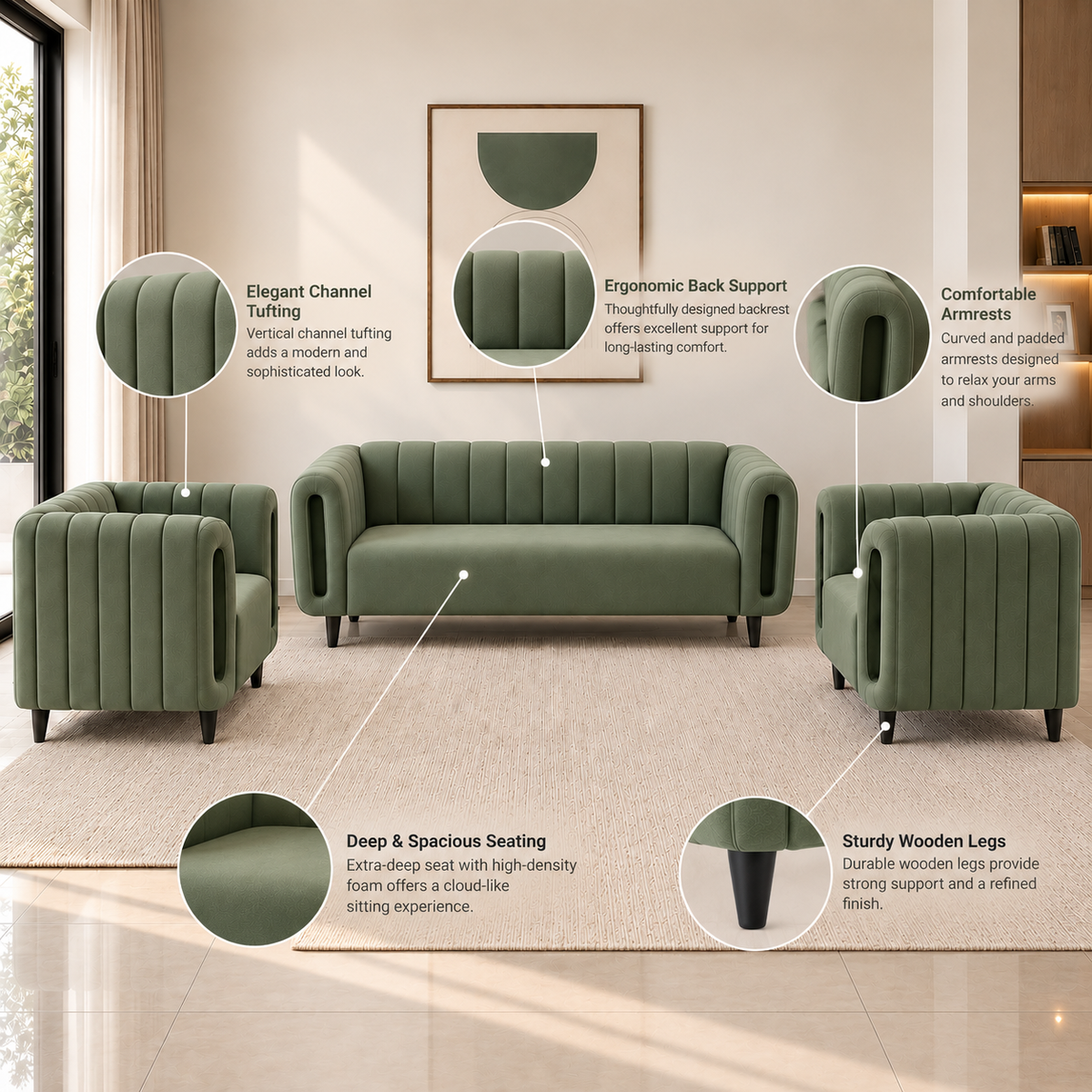 Lavise Cushion Arch 3+1+1 Sofa Set