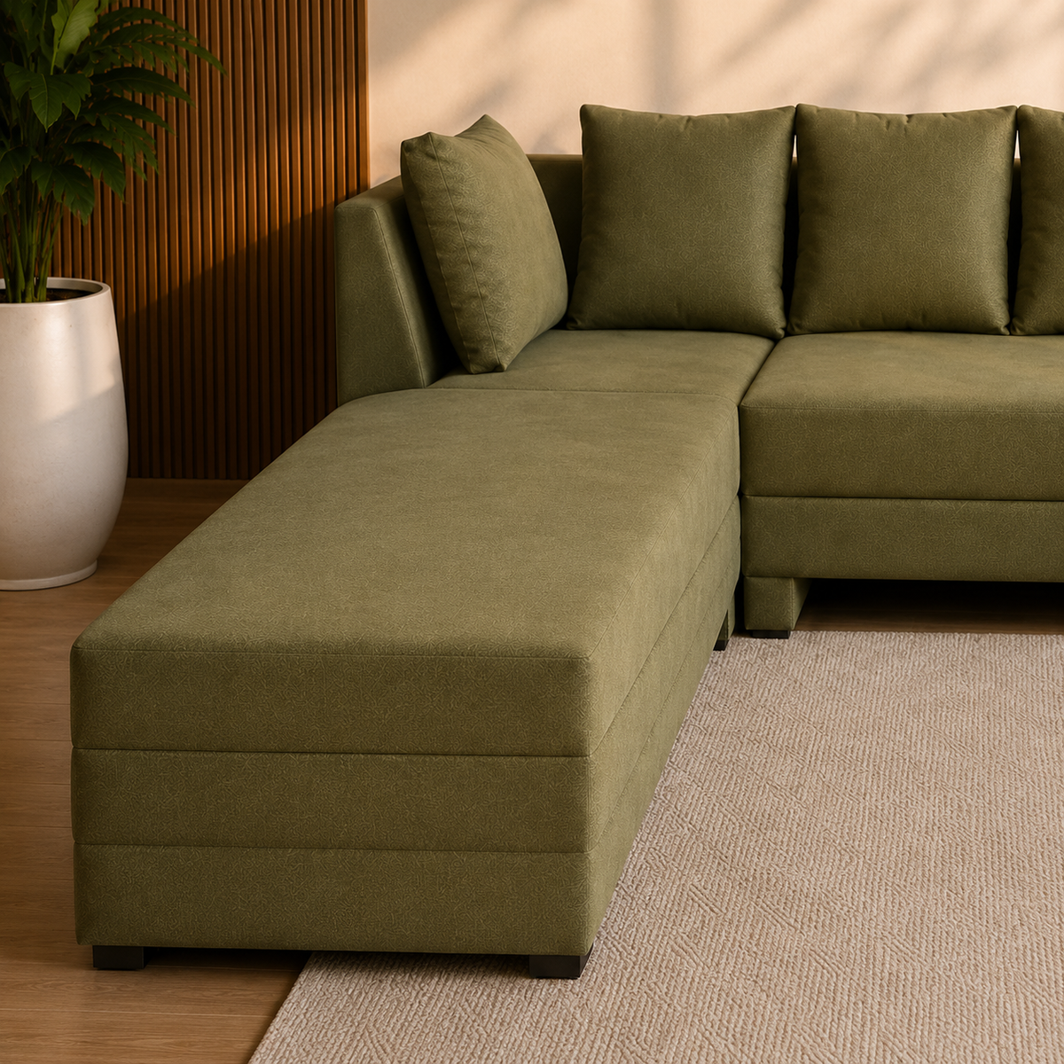 Lavise Modern Arc L-Shape Sofa with Chair