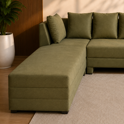 Lavise Modern Arc L-Shape Sofa with Chair