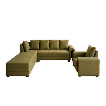 Lavise Modern Arc L-Shape Sofa with Chair