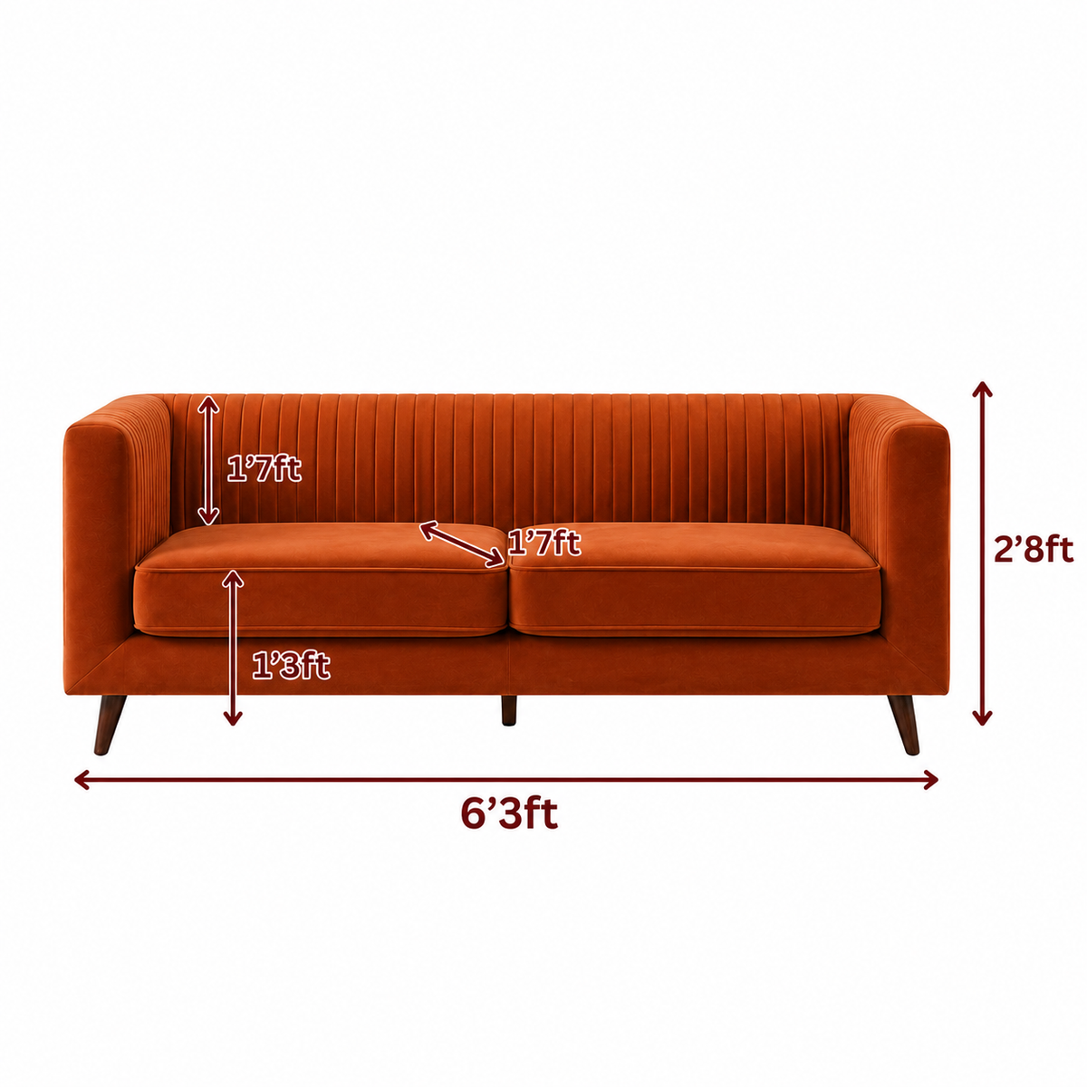 Lavise Fluted Comfort 3 Seater Sofa