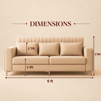Lavise Velora Modern 3 Seater Sofa with Gold Legs - Lavise