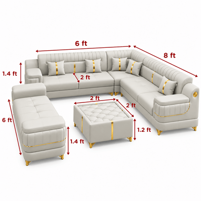 Lavise Imperial Grand Corner Sofa Set with Sofa Bench - Lavise