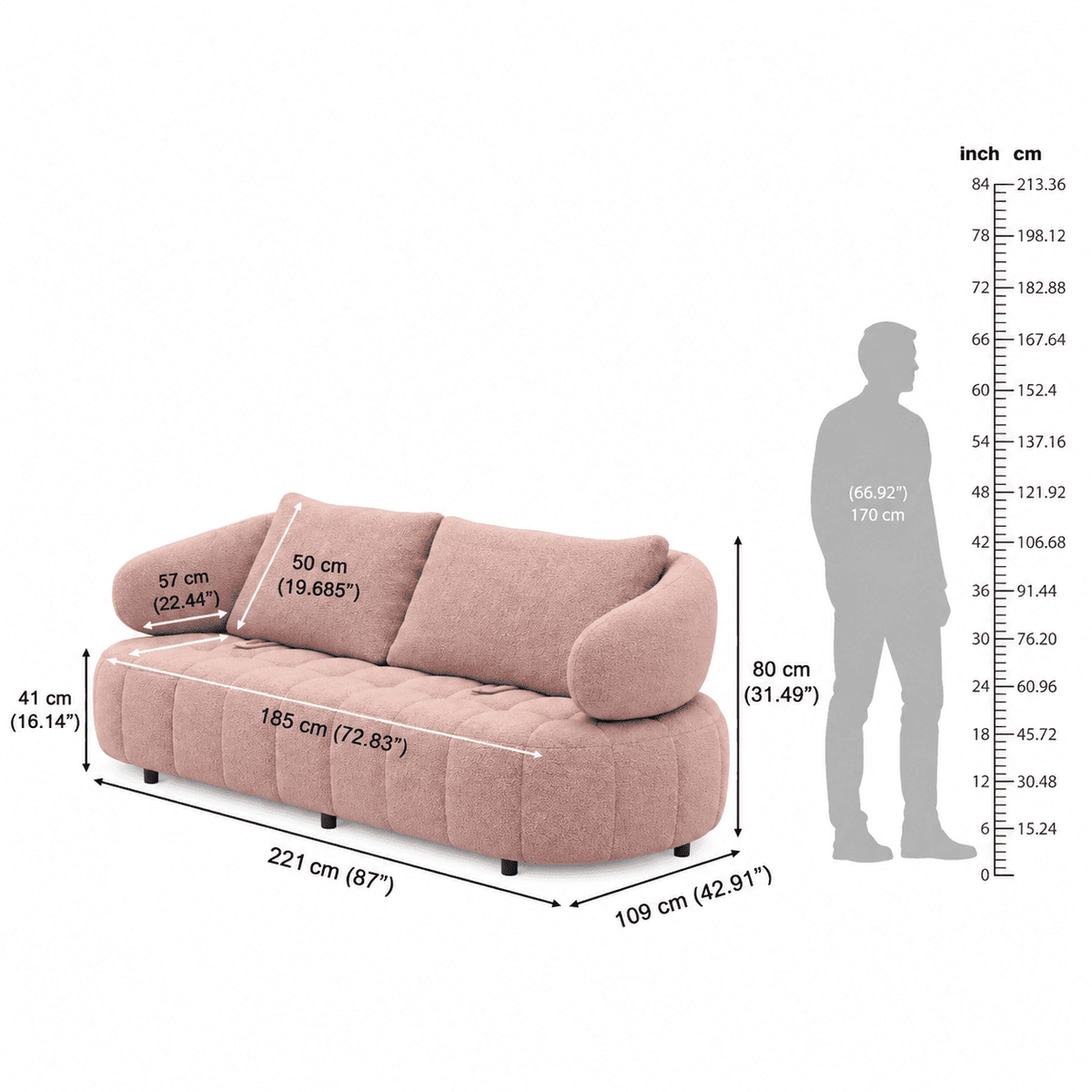 Lavise Siena 3 Seater Sofa with Extendable Backrest - Lavise