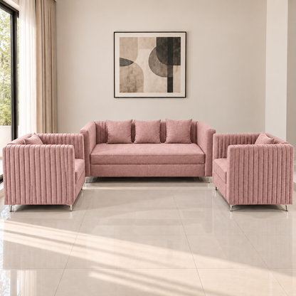 Lavise Fluted Comfort 3+1+1 Sofa Set